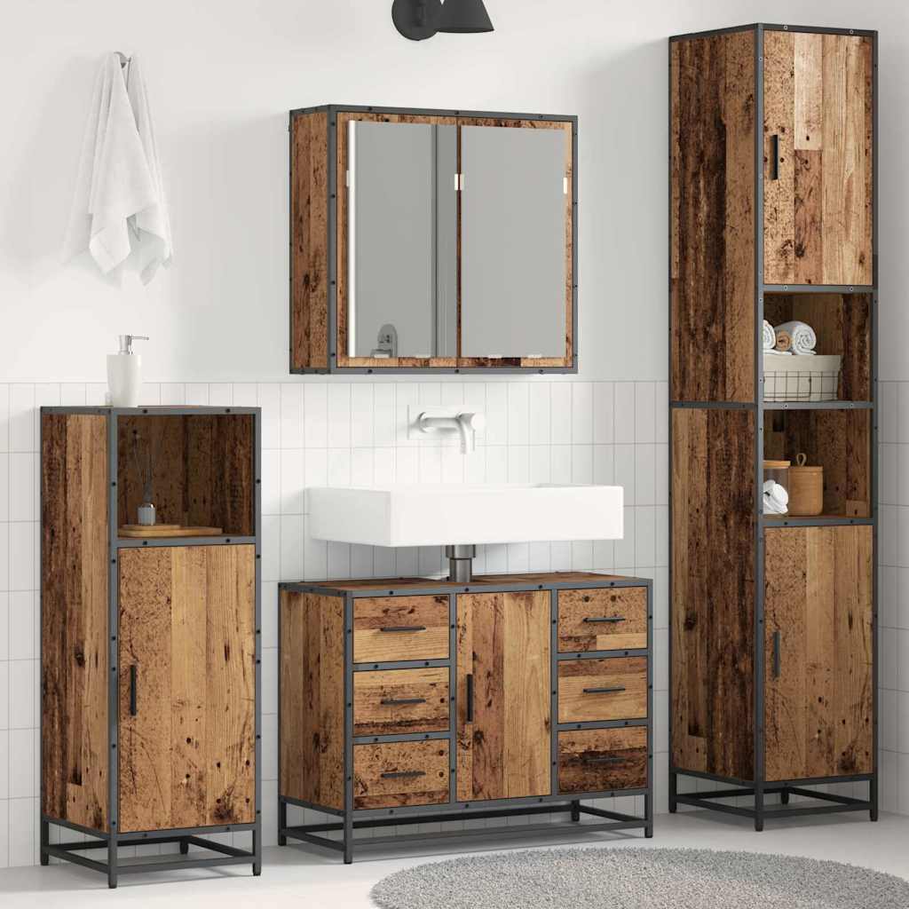 vidaXL Set de mobilier pentru baie 3 pcs Lemn Vechi Lemn compozit