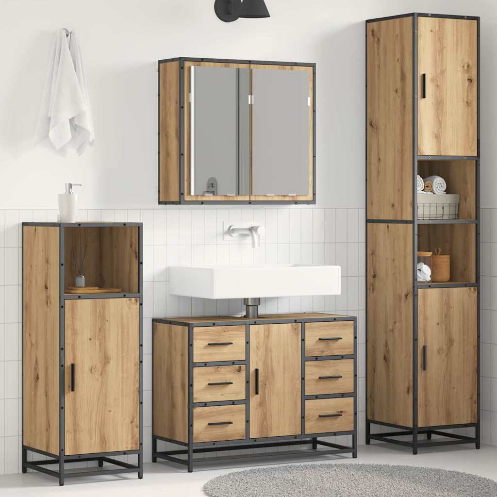 vidaXL Set de mobilier pentru baie cu sertar 3 pcs Stejar Artizanal