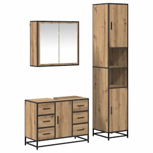 vidaXL Vannitoa m&ouml;&ouml;bleset 3 tk K&auml;sit&ouml;&ouml;puu 80 x 33 x 60 cm Tehispuit