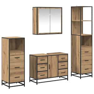Sada koupelnového nábytku 4 pcs dub artisan Kompozitní dřevo - obrázek 2