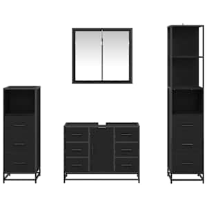 Sada koupelnového nábytku 4 pcs Černý dub kompozitní dřevo - obrázek 9