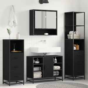 Komplet pohištva za kopalnico s predalom 3 pcs Črna Orehovina