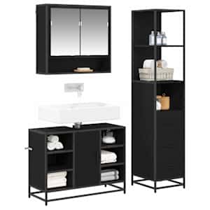 Sada koupelnového nábytku 3 pcs Černý dub kompozitní dřevo - obrázek 3
