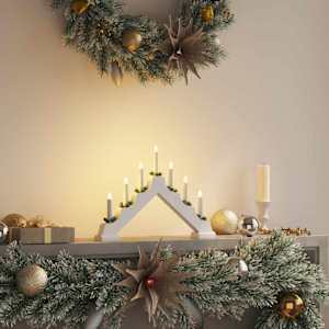 Vánoční svíčkový most s 7 LED diodami Bílá 39.5 x 5 x 29 cm - obrázek 1