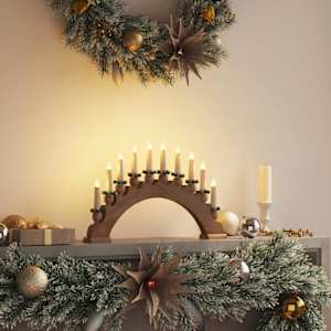 Vánoční svíčkový oblouk s 10 LED svíčkami Hnědá 47 x 5 x 29 cm - obrázek 1
