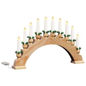 Vánoční svíčkový oblouk s 10 LED svíčkami Hnědá 47 x 5 x 29 cm - obrázek 2