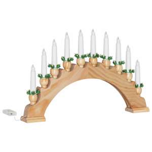 Vánoční svíčkový oblouk s 10 LED svíčkami Hnědá 47 x 5 x 29 cm - obrázek 4