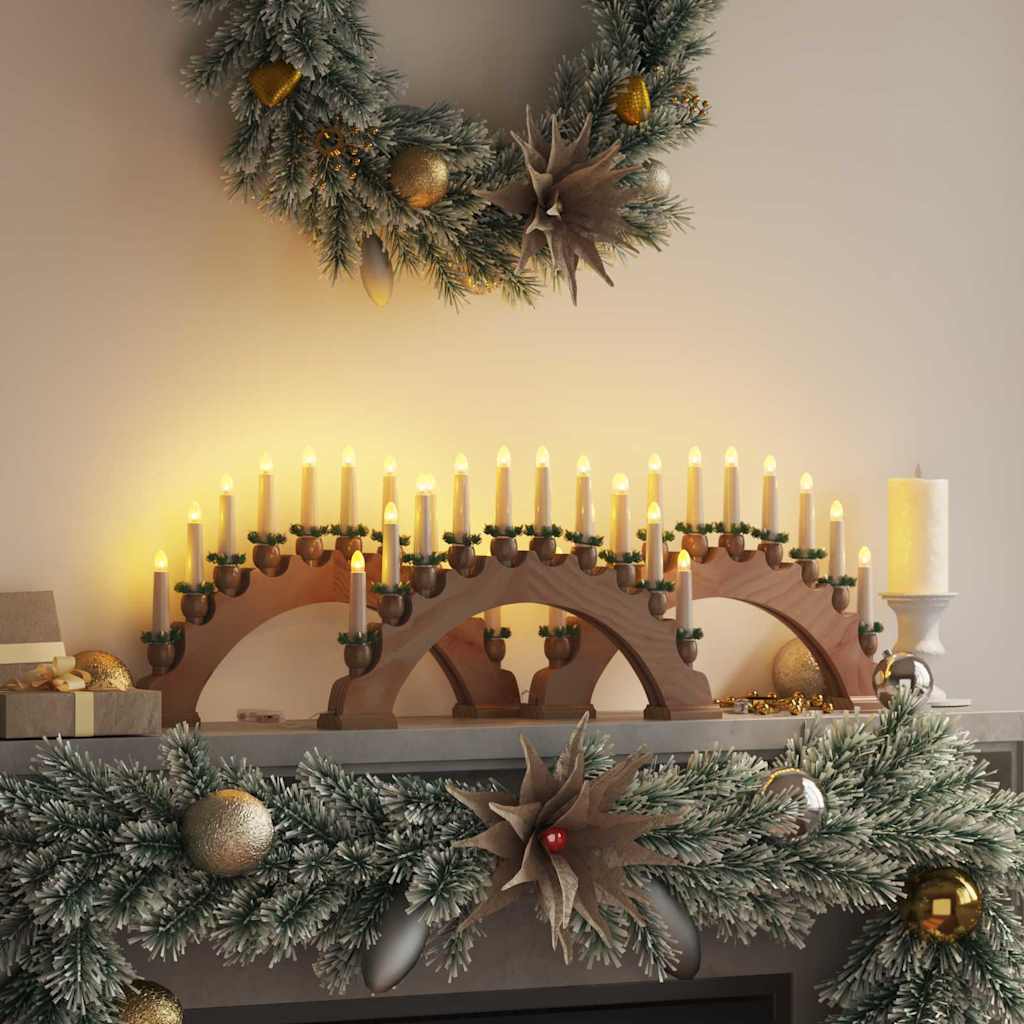 vidaXL Arhă de Crăciun cu 10 lumânări LED 3 pcs Maro 47 x 5 x 29 cm