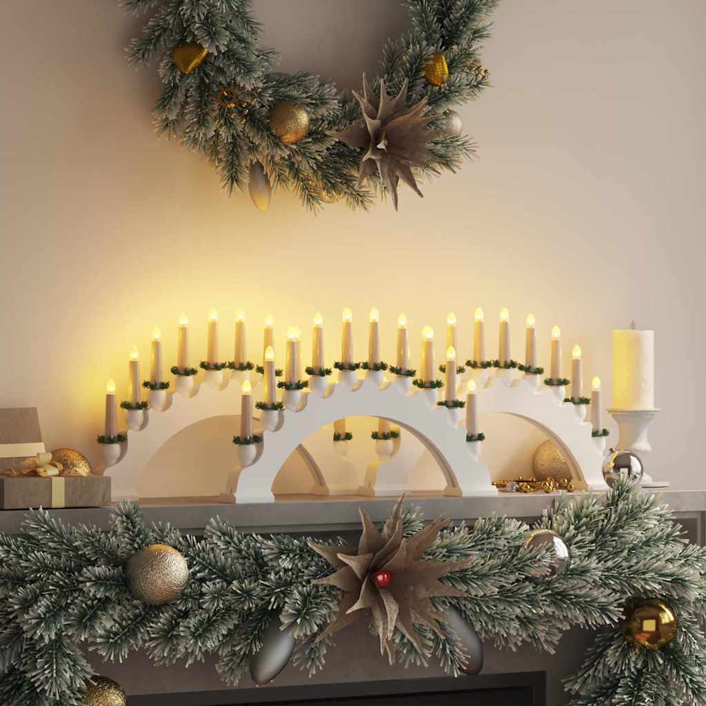 vidaXL Arhă de Crăciun cu 10 lumânări LED 3 pcs Alb 47 x 5 x 29 cm