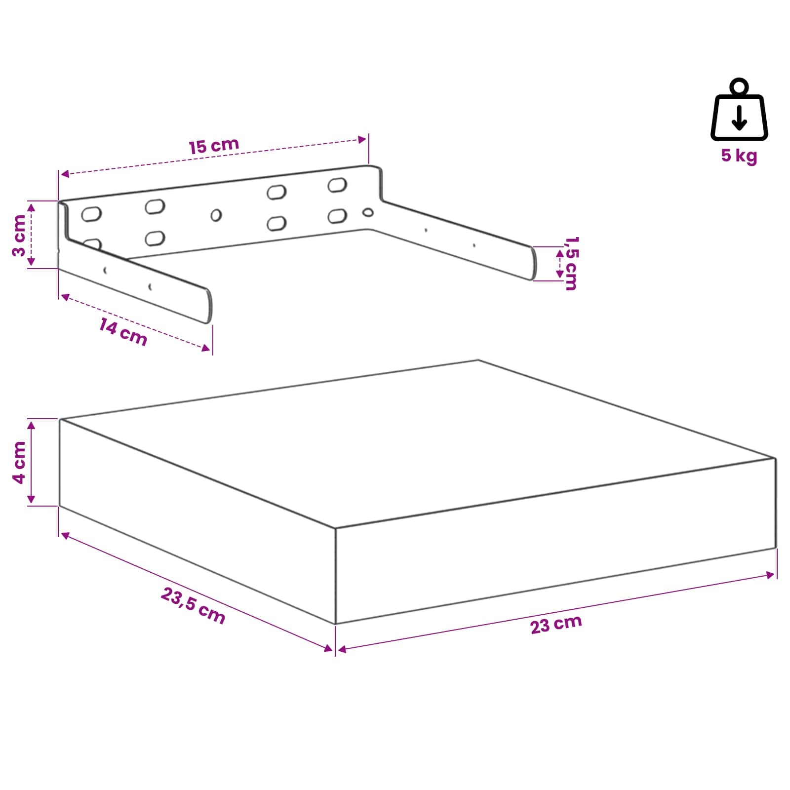 Wall Shelf size guide