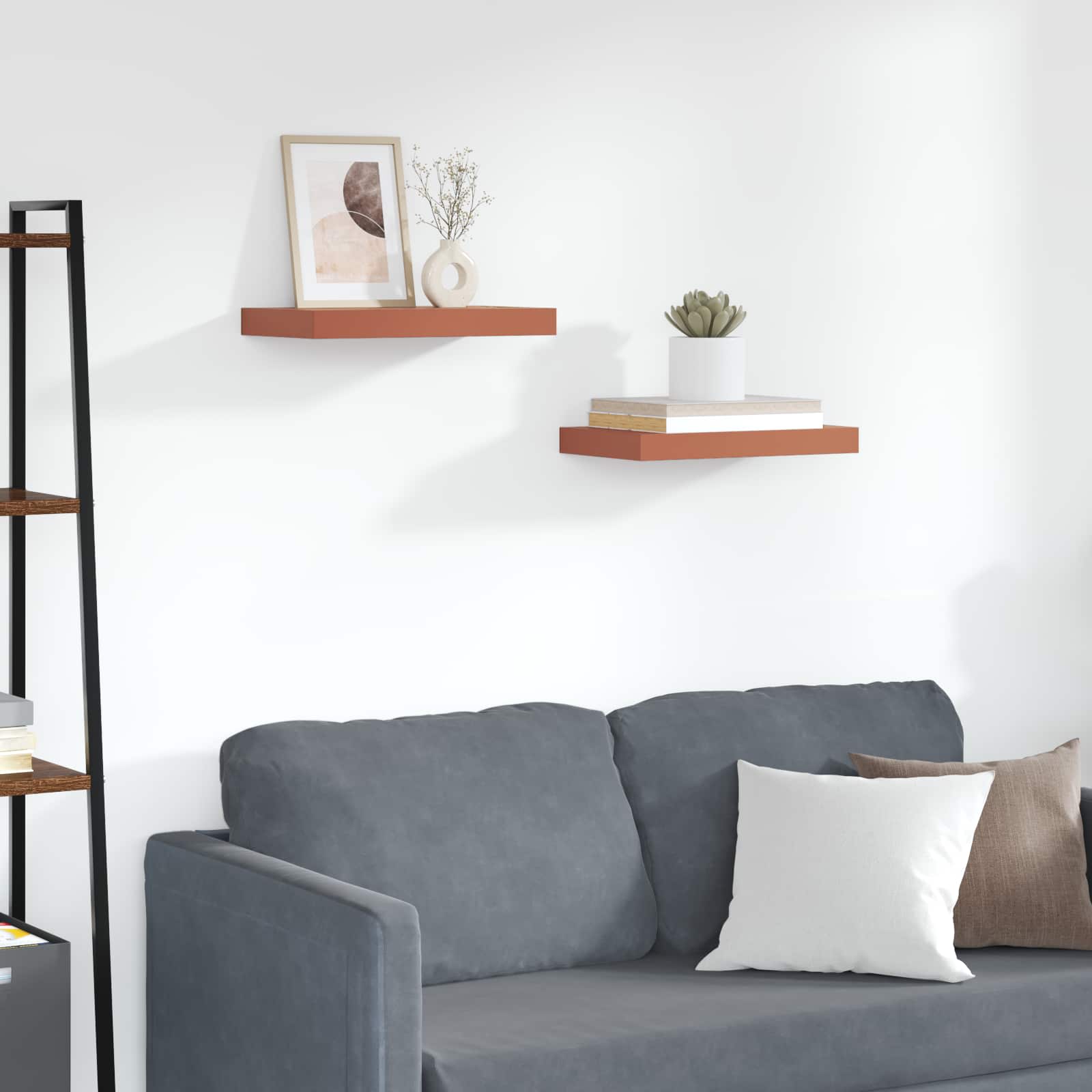 Seinähylly 2 pcs Punainen 40 x 23,5 x 4 cm Tekninen puu