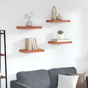 Stenska polica 4 pcs Rdeča 40 x 23,5 x 4 cm Konstruiran les