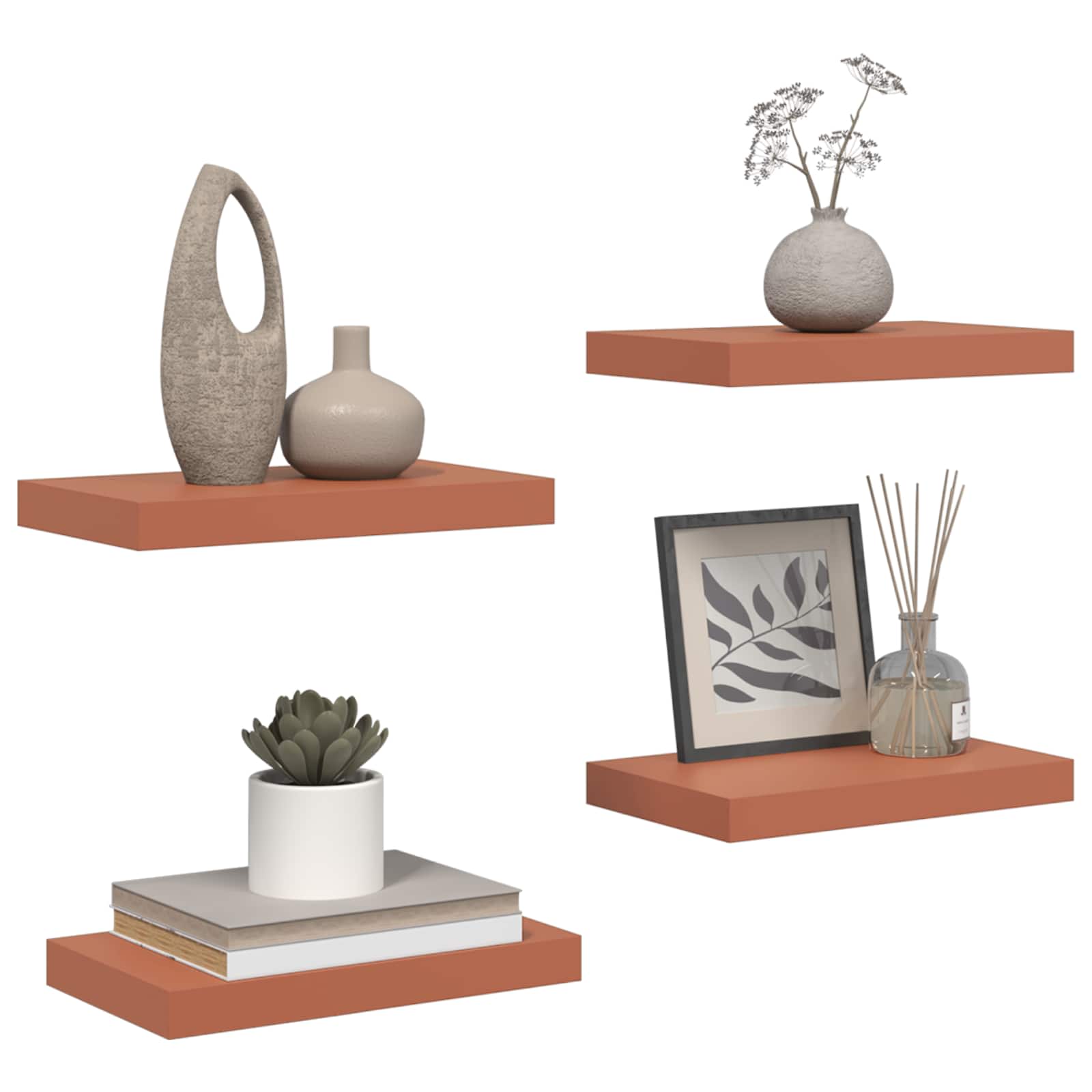 vidaXL Wandplank met opslag 4 pcs Rood 40 x 23,5 x 4 cm Bewerkt hout