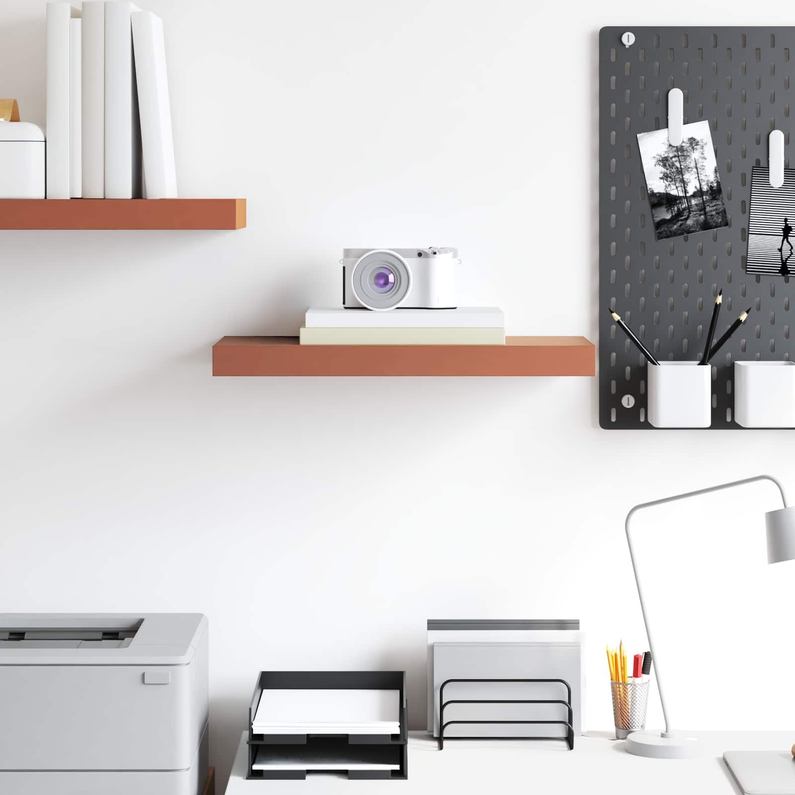 Seinähylly säilytystilassa Punainen 50 x 23 x 4 cm Tekninen puu - Image 4