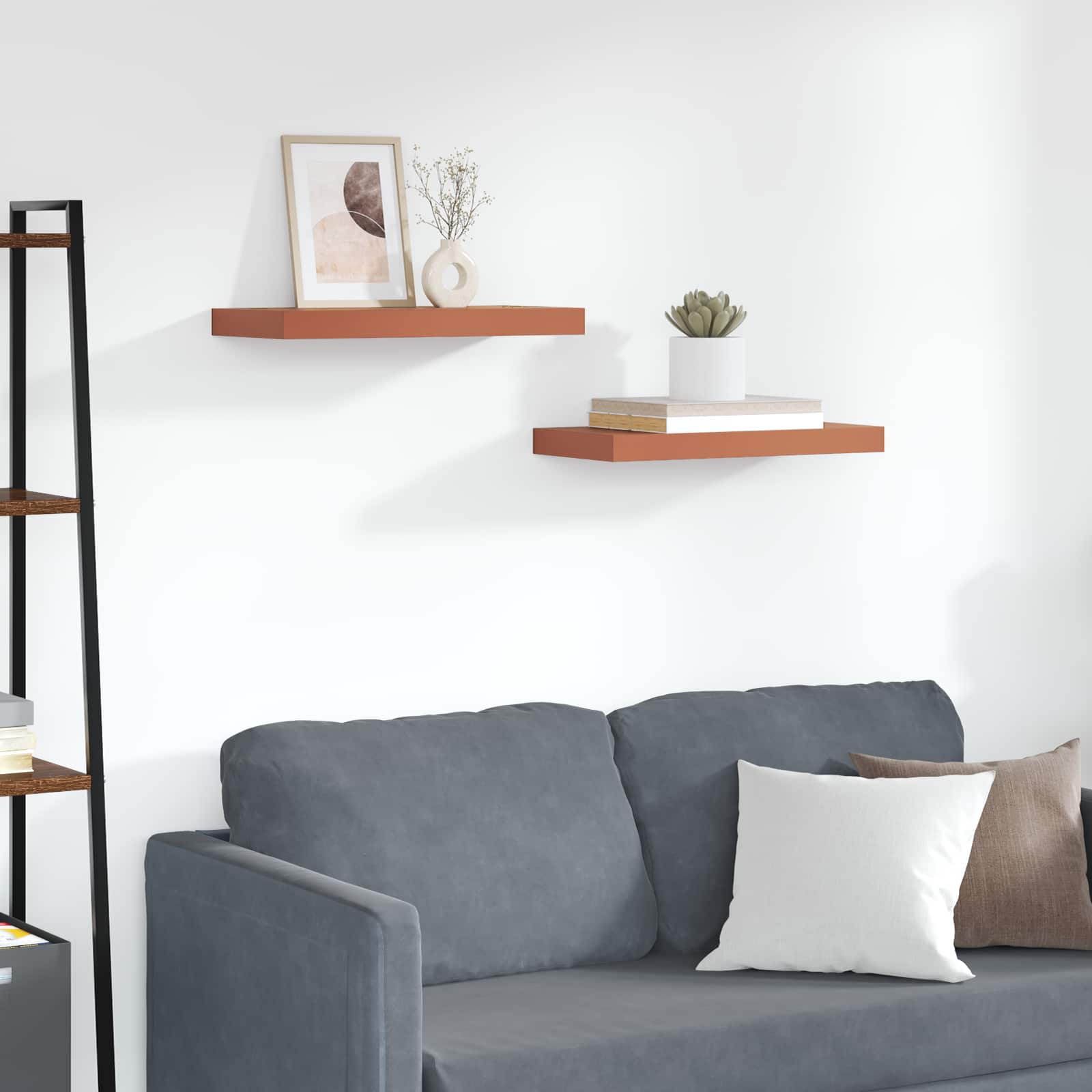 Seinähylly 2 pcs Punainen 50 x 23 x 4 cm Tekninen puu