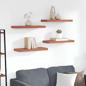 Stenska polica 4 pcs Rdeča 60 x 23 x 4 cm Konstruiran les