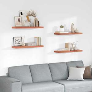 Stenska polica 4 pcs Rdeča 80 x 23,5 x 4 cm Konstruiran les