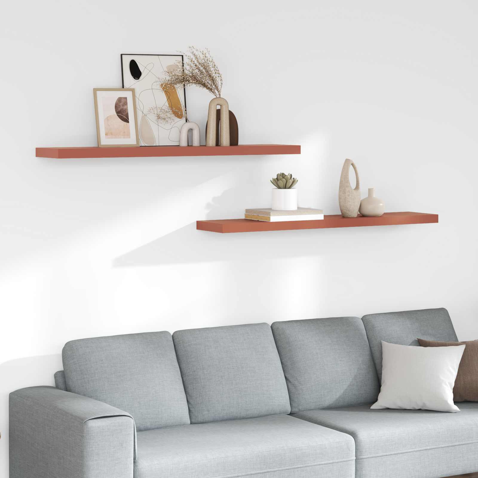 Seinähylly 2 pcs Punainen 120 x 23,5 x 4 cm Tekninen puu