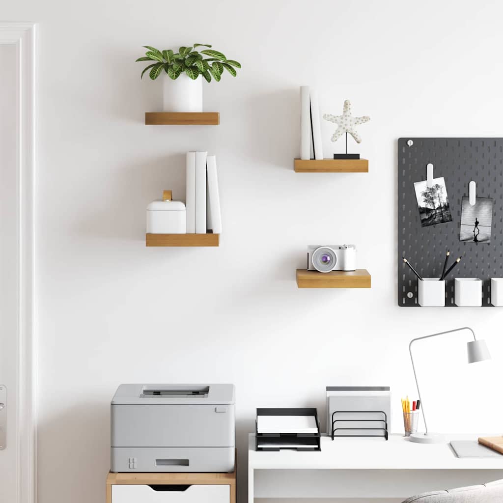 Seinähylly 4 pcs Ruskea 23 x 23,5 x 4 cm Tekninen puu - Image 4