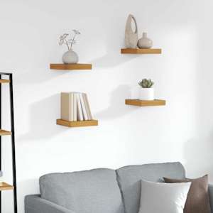 Nástěnná polička 4 pcs Hnědá 23 x 23,5 x 4 cm kompozitní dřevo - obrázek 1