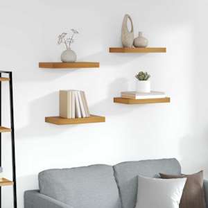 Nástěnná polička 4 pcs Hnědá 40 x 23,5 x 4 cm kompozitní dřevo - obrázek 1