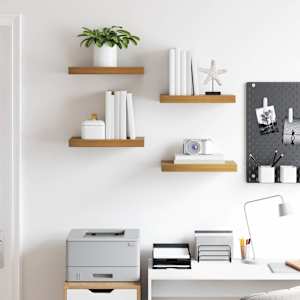 Nástěnná polička 4 pcs Hnědá 40 x 23,5 x 4 cm kompozitní dřevo - obrázek 4