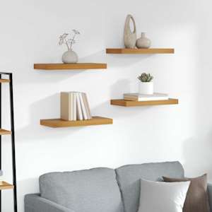 Nástěnná polička 4 pcs Hnědá 50 x 23 x 4 cm kompozitní dřevo - obrázek 1