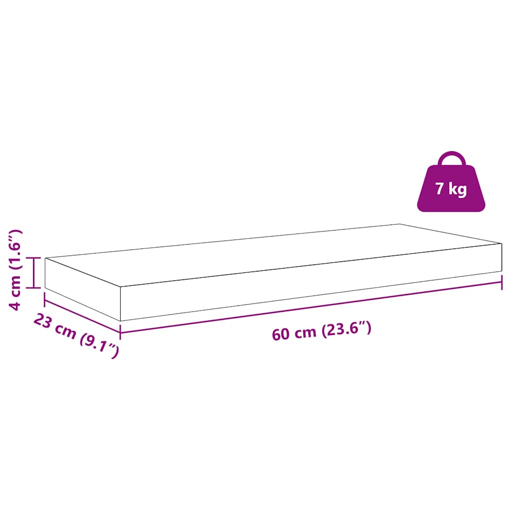 Nástěnná polička 2 pcs Hnědá 50 x 23 x 4 cm kompozitní dřevo - obrázek 15