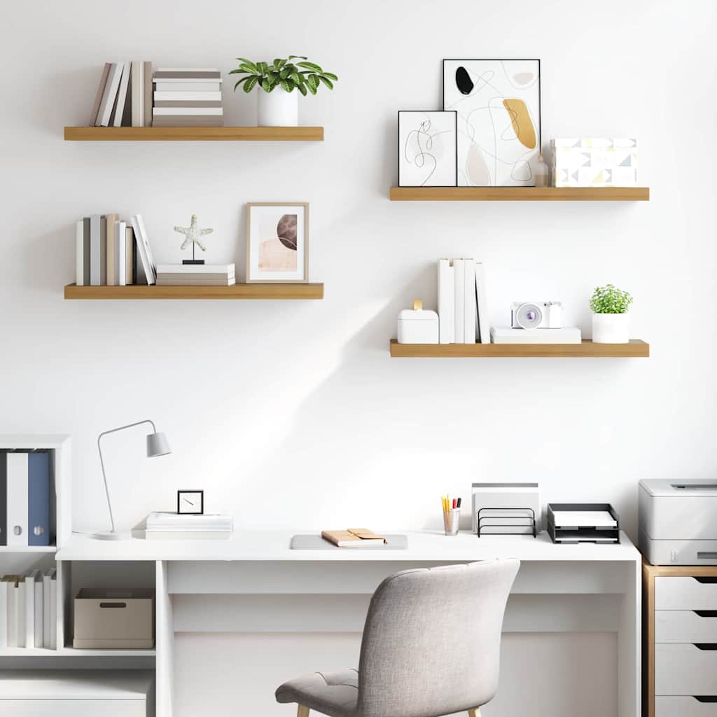 Seinähylly 4 pcs Ruskea 80 x 23,5 x 4 cm Tekninen puu - Image 4