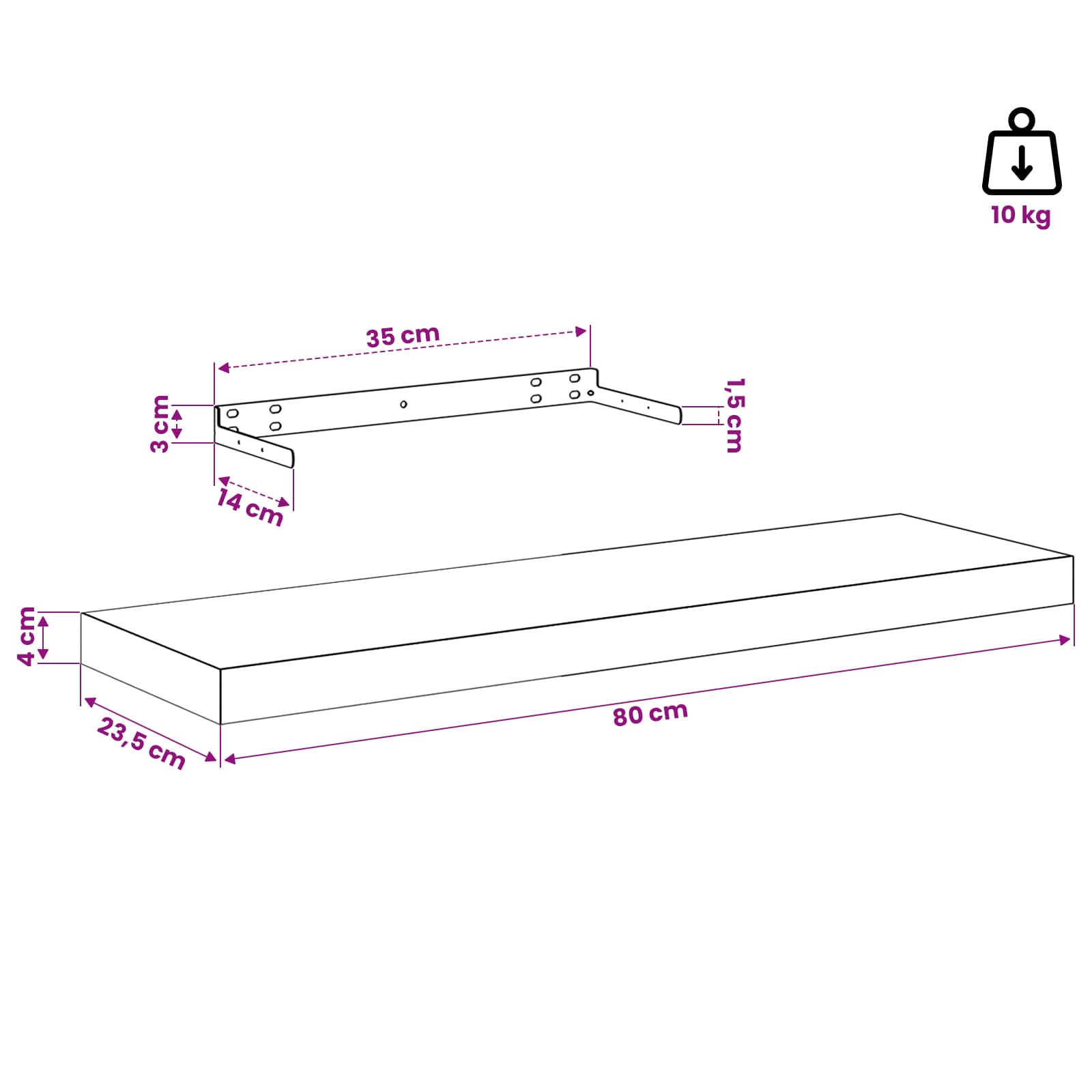 Stenska polica 4 kos Rjava 80 x 23,5 x 3,8 cm Inženirski les