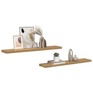 Nástěnná polička 2 pcs Hnědá 120 x 23,5 x 4 cm kompozitní dřevo - obrázek 3