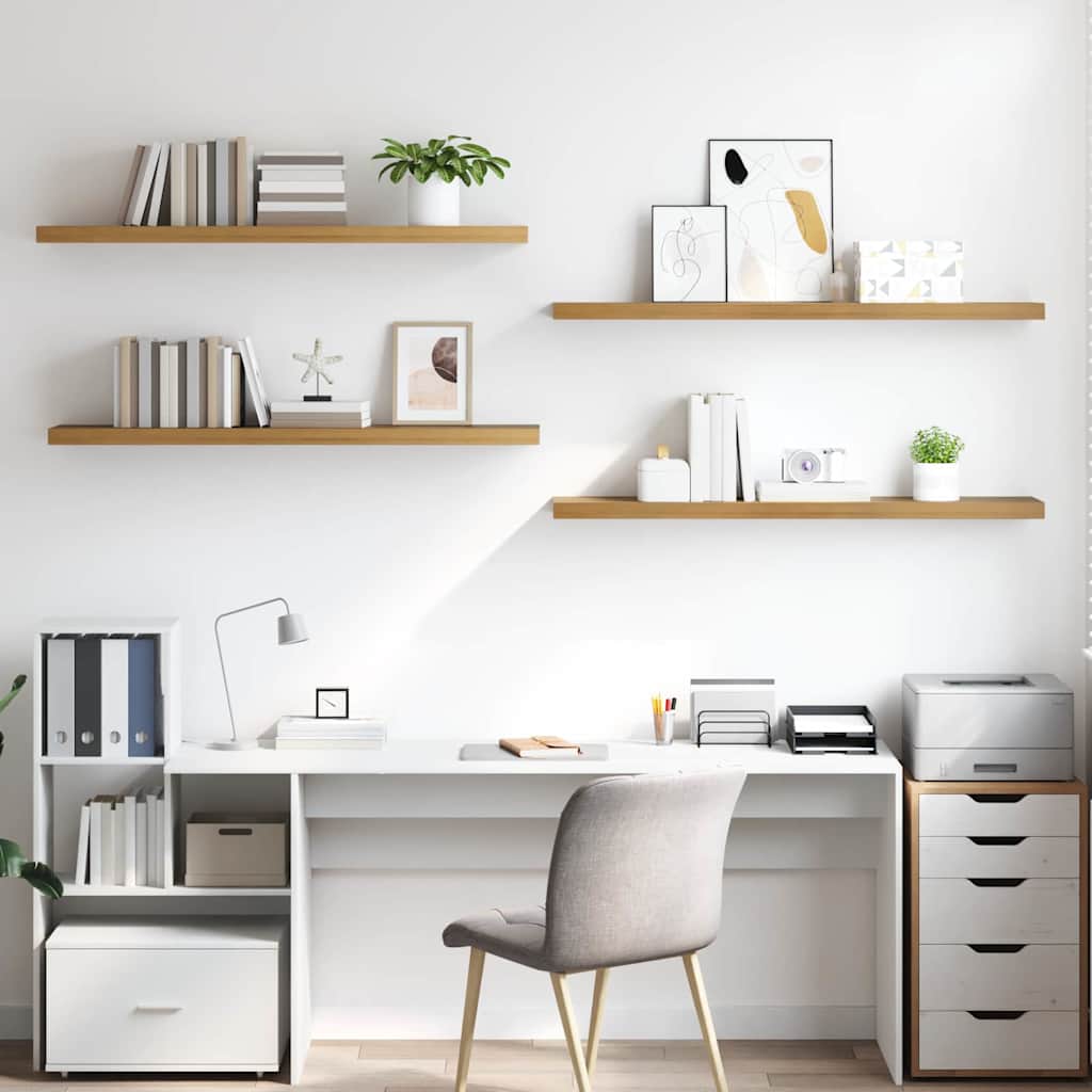 Seinähylly 4 pcs Ruskea 120 x 23,5 x 4 cm Tekninen puu - Image 4