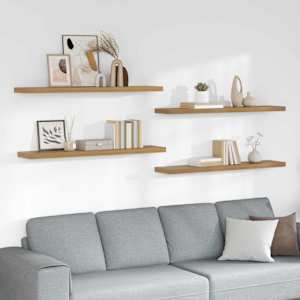 Nástěnná polička 4 pcs Hnědá 120 x 23,5 x 4 cm kompozitní dřevo - obrázek 1