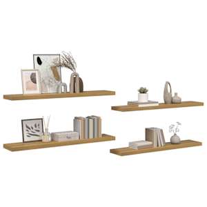 Nástěnná polička 4 pcs Hnědá 120 x 23,5 x 4 cm kompozitní dřevo - obrázek 3