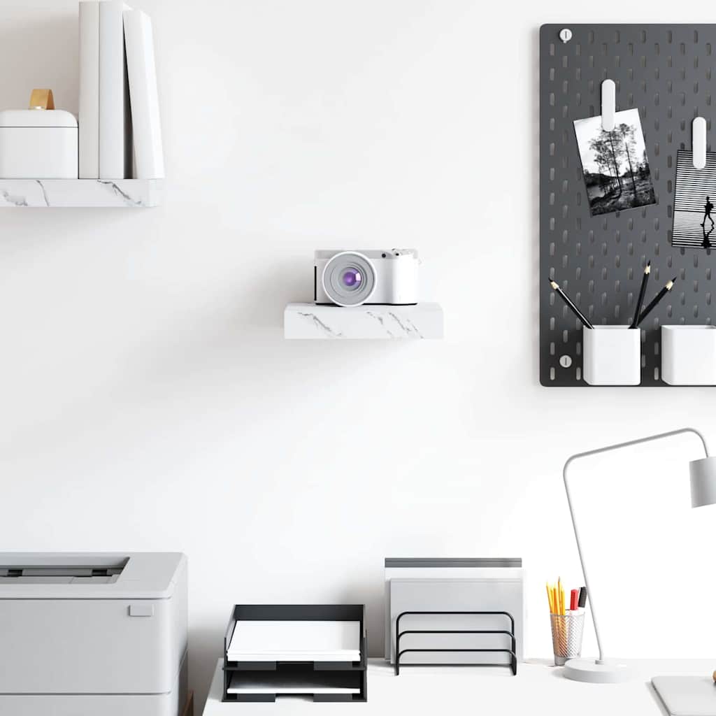 Seinähylly Valkoinen marmori 23 x 23,5 x 4 cm Tekninen puu - Image 4