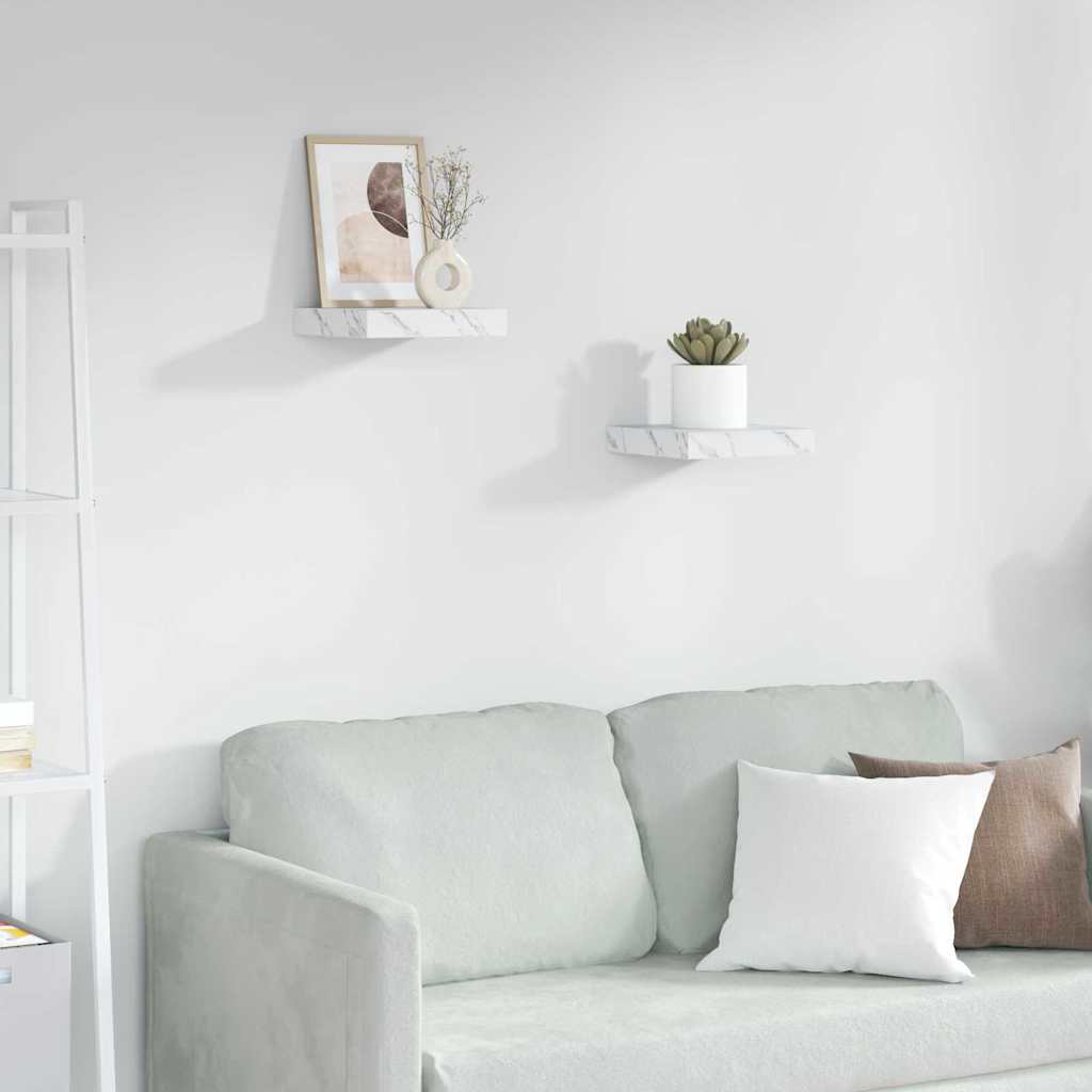 vidaXL Wandregal 2 pcs Weiß Marmor 23 x 23,5 x 4 cm Holzwerkstoff