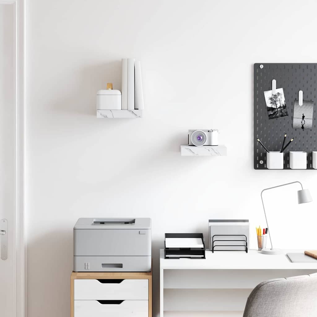 Seinähylly 2 pcs Valkoinen marmori 23 x 23,5 x 4 cm - Image 4