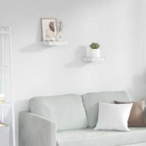 Stenska polica 2 pcs Beli marmor 23 x 23,5 x 4 cm