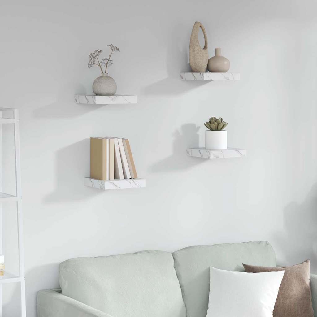 Seinähylly 4 pcs Valkoinen marmori 23 x 23,5 x 4 cm