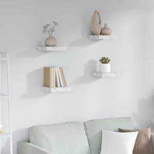 Stenska polica 4 pcs Beli marmor 23 x 23,5 x 4 cm