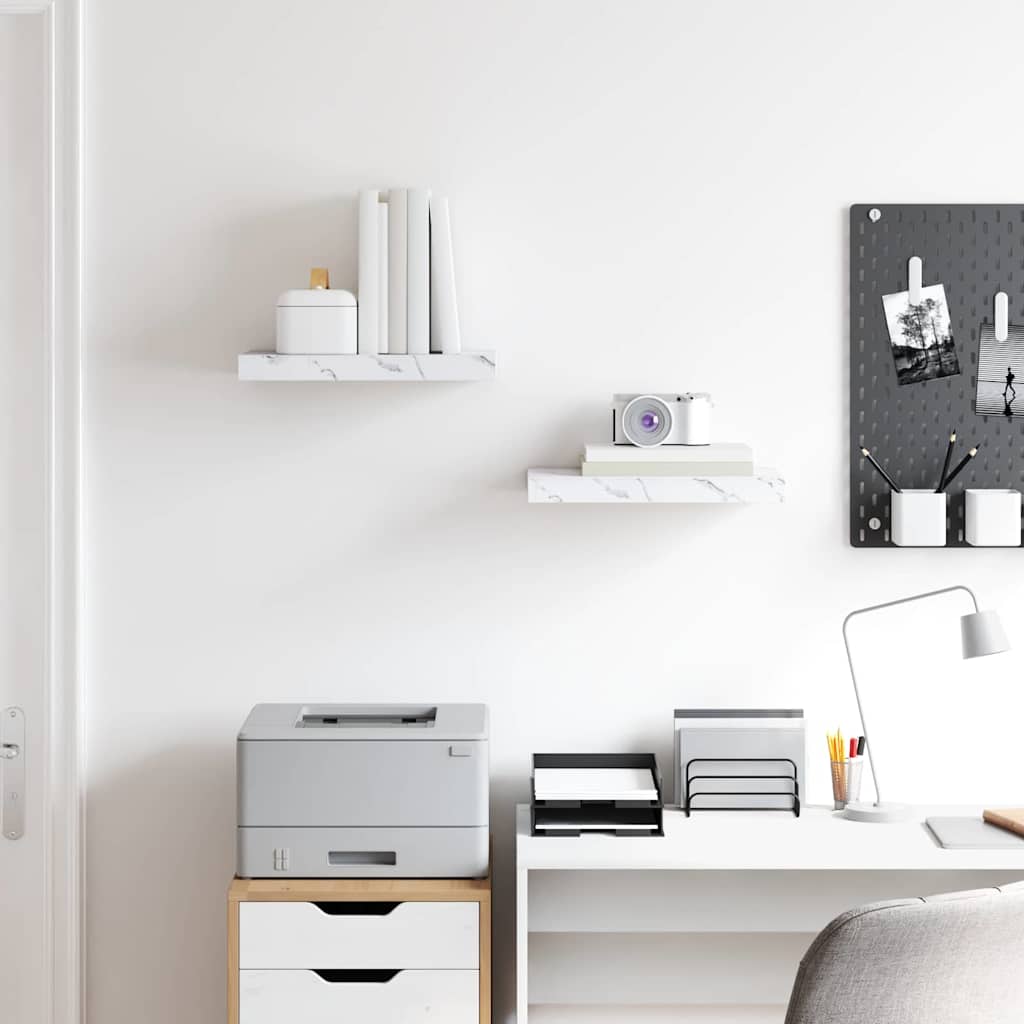 Seinähylly 2 pcs Valkoinen marmori 40 x 23,5 x 4 cm - Image 4