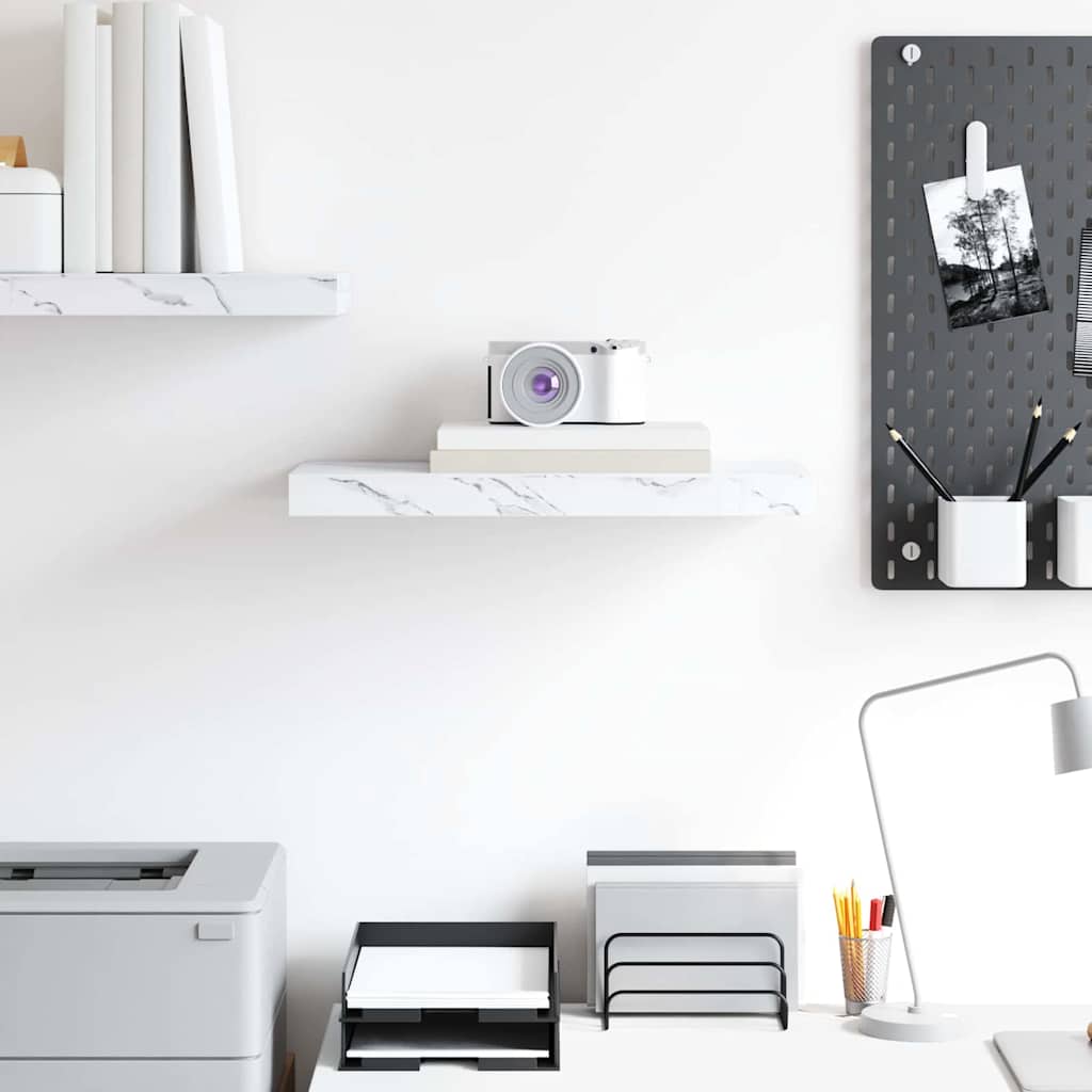 Seinähylly Valkoinen marmori 50 x 23 x 4 cm Tekninen puu - Image 4