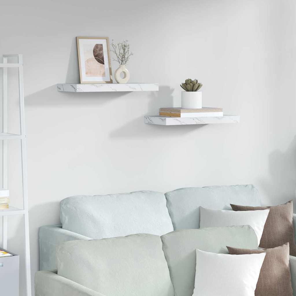 Seinähylly 2 pcs Valkoinen marmori 50 x 23,5 x 4 cm