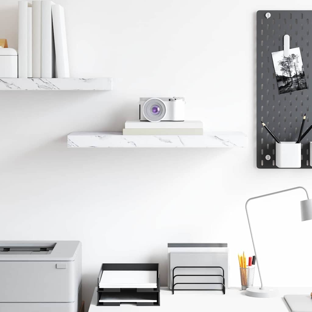 Seinähylly Valkoinen marmori 50 x 23 x 4 cm Tekninen puu - Image 4