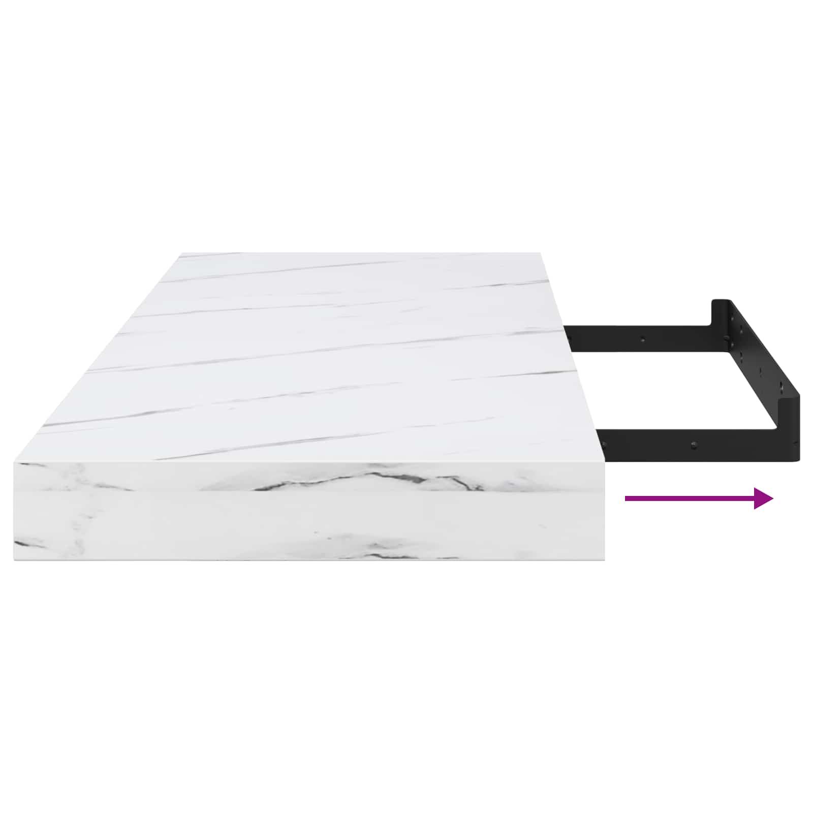 vidaXL Wandplank 2 st Wit Marmer 60 x 23,5 x 3,8 cm Bewerkt hout