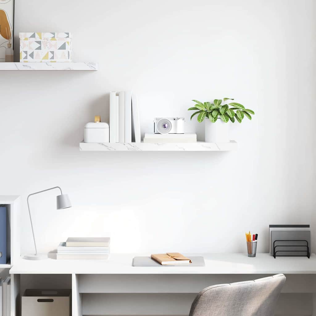 Seinähylly Valkoinen marmori 80 x 23,5 x 4 cm Tekninen puu - Image 4