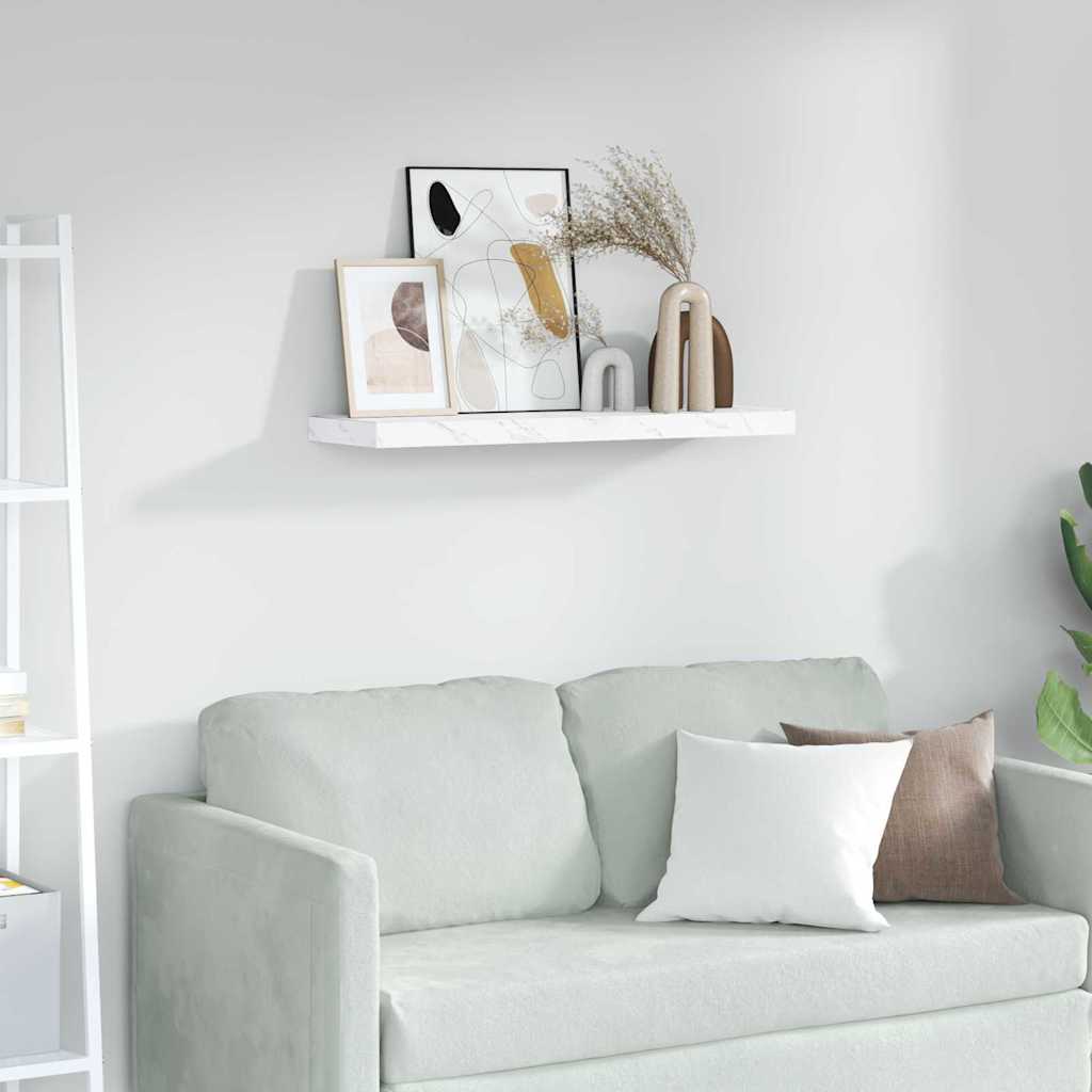 Seinähylly Valkoinen marmori 90 x 23,5 x 4 cm Tekninen puu