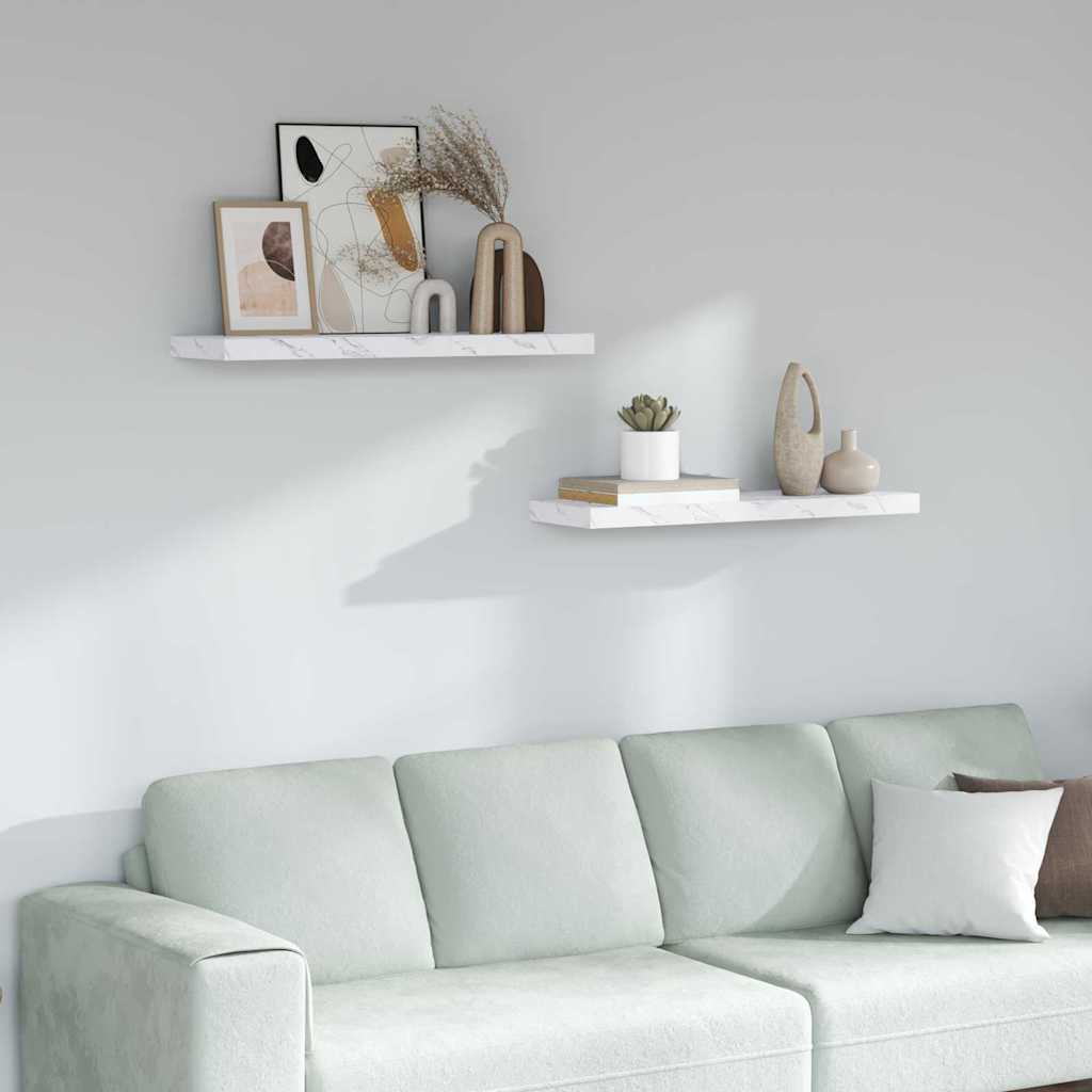 Seinähylly 2 pcs Valkoinen marmori 90 x 23,5 x 4 cm