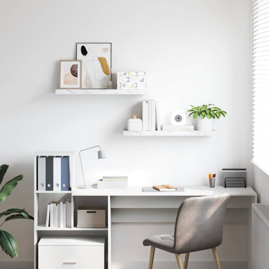 Seinähylly 2 pcs Valkoinen marmori 90 x 23,5 x 4 cm - Image 4