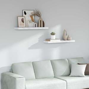 Stenska polica 2 pcs Beli marmor 90 x 23,5 x 4 cm